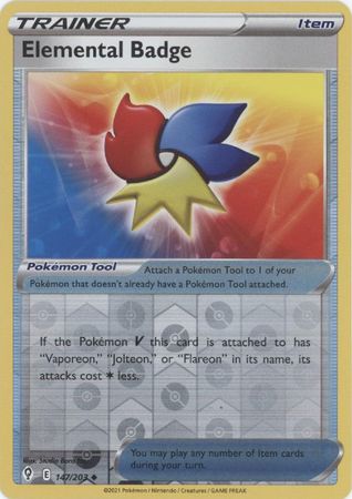 Pokemon Card Evolving Skies 147/203 147/203 Elemental Badge Reverse Holo Uncommon