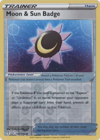 Pokemon Card Evolving Skies 151/203 151/203 Moon & Sun Badge Reverse Holo Uncommon