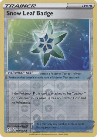 Pokemon Card Evolving Skies 159/203 159/203 Snow Leaf Badge Reverse Holo Uncommon