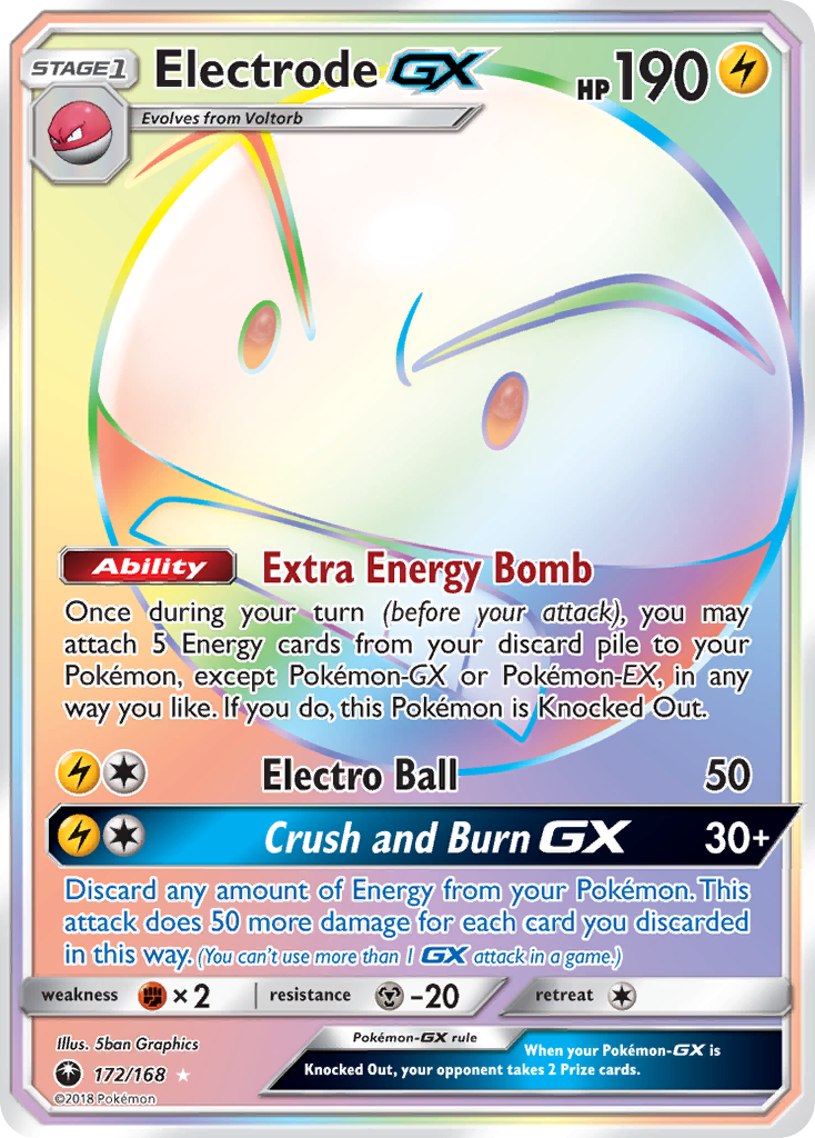 Pokemon Card Celestial Storm  172/168 Electrode-GX Pokemon Hyper Rare *MINT*