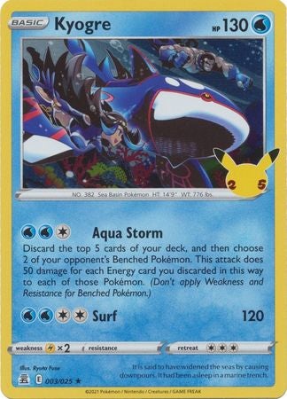 Pokemon Card Celebrations 3/25 003/025 Kyogre Holo Rare