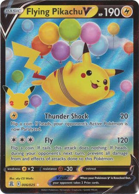 احتفالات بطاقة بوكيمون 6/25 006/025 Flying Pikachu V Ultra Rare
