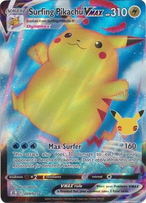 Pokemon Card Celebrations 9/25 009/025 Surfing Pikachu VMAX Ultra Rare