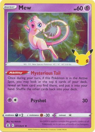 Pokemon Card Celebrations 11/25 011/025 Mew Holo Rare