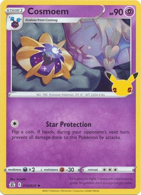Pokemon Card Celebrations 14/25 014/025 Cosmoem Holo Rare