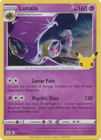 Pokemon Card Celebrations 15/25 015/025 Lunala Holo Rare