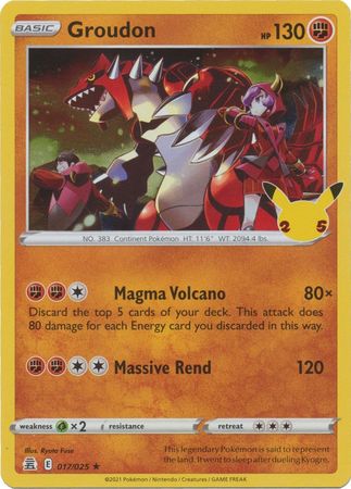 Pokemon Card Celebrations 17/25 017/025 Groudon Holo Rare