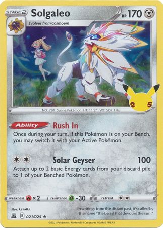 Pokemon Card Celebrations 21/25 021/025 Solgaleo Holo Rare