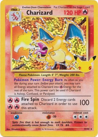 (S) Pokemon Card Celebrations Classic 4/102 004/102 Charizard Holo Rare