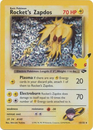 Pokemon Card Celebrations Classic 15/132 015/132 Rocket's Zapdos Holo Rare