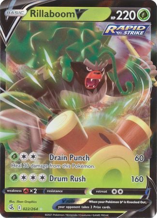 Pokemon Card Fusion Strike 022/264 22/264 Rillaboom V Ultra Rare