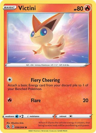 Pokemon Card Fusion Strike 036/264 36/264 Victini Uncommon