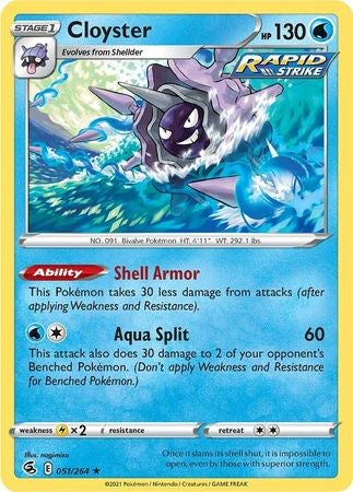 Pokemon Card Fusion Strike 051/264 51/264 Cloyster Rare