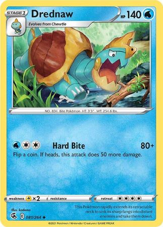 Pokemon Card Fusion Strike 081/264 81/264 Drednaw Uncommon