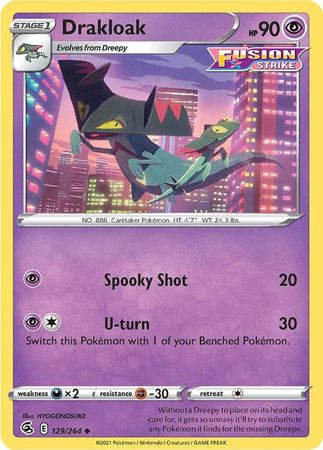 Pokemon Card Fusion Strike 129/264 Drakloak غير شائع