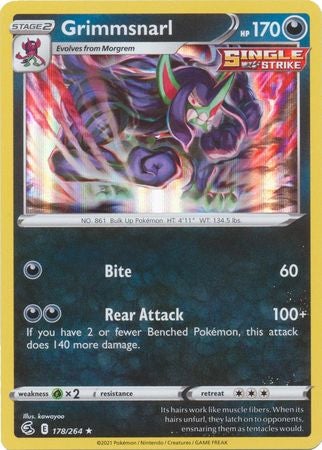 Pokemon Card Fusion Strike 178/264 Grimmsnarl Holo Selten