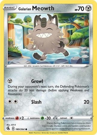 Pokemon Card Fusion Strike 180/264 Galarian Meowth Common