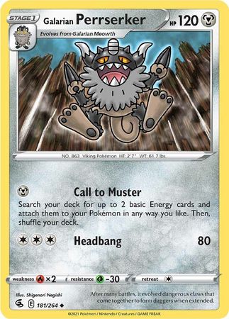 Pokemon Card Fusion Strike 181/264 Galarian Perrserker Gelegentlich