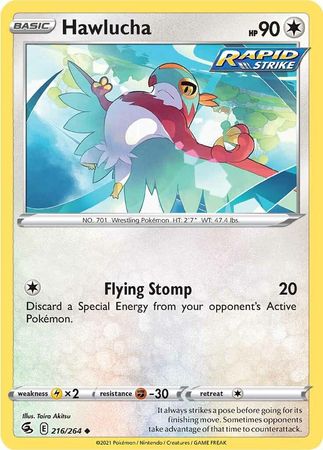 Pokemon Card Fusion Strike 216/264 Hawlucha Uncommon