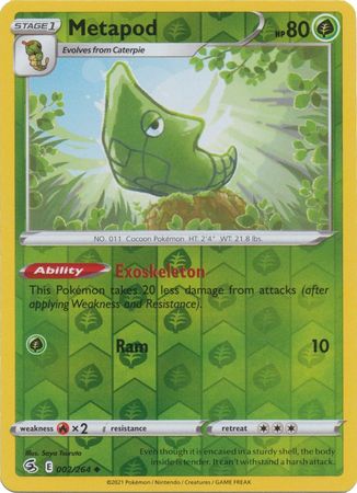 Pokemon Card Fusion Strike 002/264 2/264 Metapod Reverse Holo Uncommon