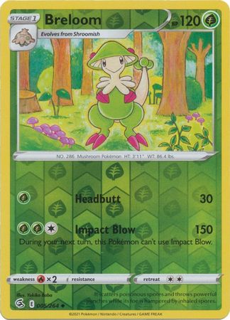 Pokemon Card Fusion Strike 005/264 5/264 Breloom Reverse Holo Uncommon