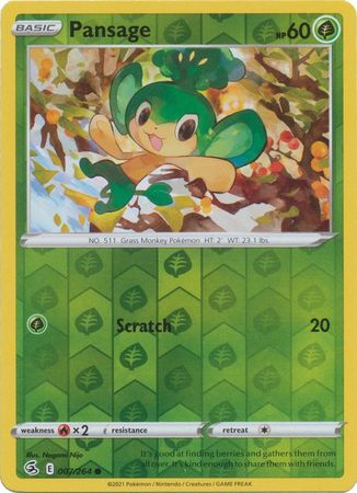 Pokemon Card Fusion Strike 007/264 7/264 Pansage Reverse Holo Common