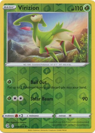 Pokemon Card Fusion Strike 015/264 15/264 Virizion Reverse Holo Rare