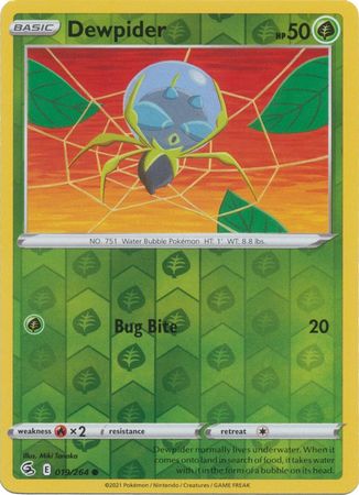 Pokemon Card Fusion Strike 019/264 19/264 Dewpider Reverse Holo Common