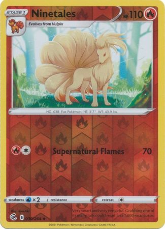 Pokemon Card Fusion Strike 030/264 30/264 Ninetales Reverse Holo Uncommon