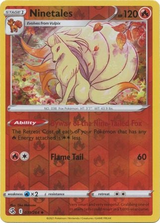 Pokemon Card Fusion Strike 031/264 31/264 Ninetales Reverse Holo Uncommon