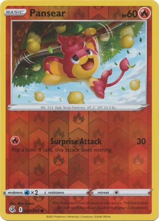 Pokemon Card Fusion Strike 037/264 37/264 Pansear Reverse Holo Common