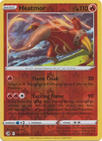 Pokemon Card Fusion Strike 041/264 41/264 Heatmor Reverse Holo Uncommon