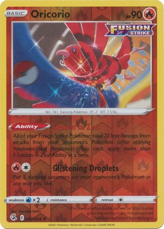 Pokemon Card Fusion Strike 042/264 42/264 Oricorio Reverse Holo Rare