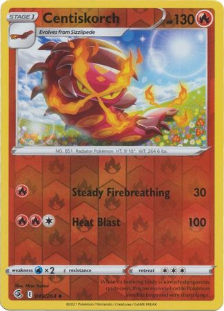 Pokemon Card Fusion Strike 049/264 49/264 Centiskorch Reverse Holo Uncommon