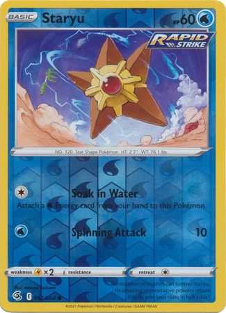 Pokemon Card Fusion Strike 052/264 52/264 Staryu Reverse Holo Common