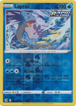 Pokemon Card Fusion Strike 054/264 54/264 Lapras Reverse Holo Uncommon