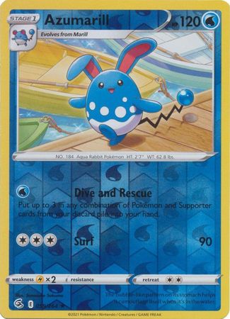 Pokemon Card Fusion Strike 059/264 59/264 Azumarill Reverse Holo Rare