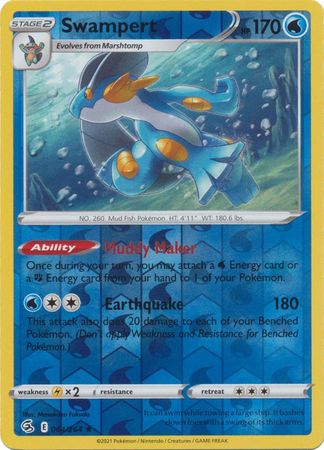 Pokemon Card Fusion Strike 064/264 64/264 Swampert Reverse Holo Rare