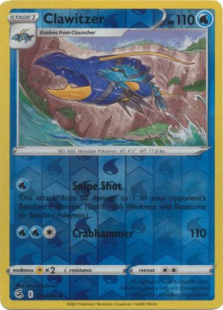 Pokemon Card Fusion Strike 075/264 75/264 Clawitzer Reverse Holo Uncommon