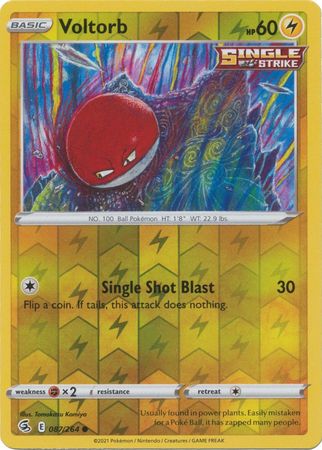 Pokemon Card Fusion Strike 087/264 87/264 Voltorb Reverse Holo Common