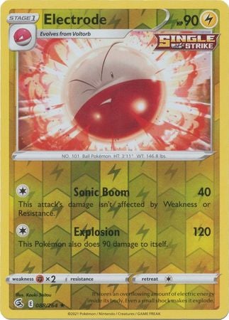 Pokemon Card Fusion Strike 088/264 88/264 Electrode Reverse Holo Rare