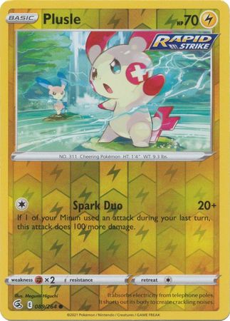 Pokemon Card Fusion Strike 089/264 89/264 Plusle Reverse Holo Common