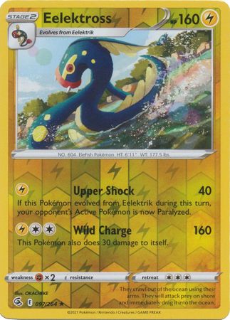 Pokemon Card Fusion Strike 097/264 97/264 Eelektross Reverse Holo Rare