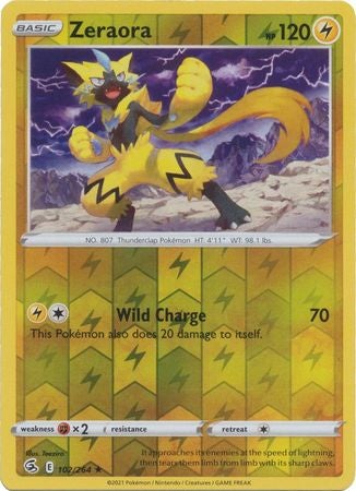 Pokemon Card Fusion Strike 102/264 Zeraora Reverse Holo Rare