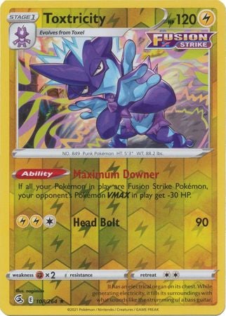 Pokemon Card Fusion Strike 108/264 Toxtricity Reverse Holo Rare