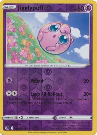 Pokemon Card Fusion Strike 110/264 Jigglypuff Reverse Holo Common