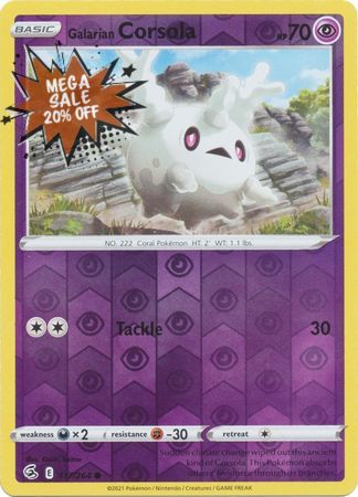 Pokemon Card Fusion Strike 117/264 Galarian Corsola Reverse Holo Common