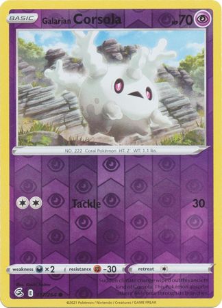 Pokemon Card Fusion Strike 117/264 Galarian Corsola Reverse Holo Common