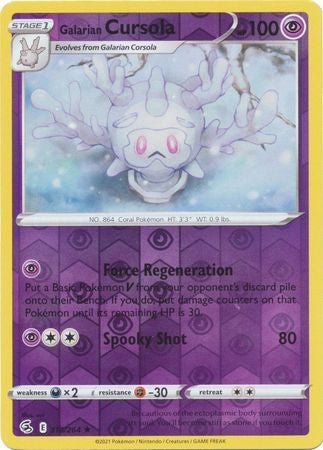 Pokemon Card Fusion Strike 118/264 Galarian Cursola Reverse Holo Rare