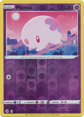 بطاقة Pokemon Fusion Strike 121/264 Munna Reverse Holo Common